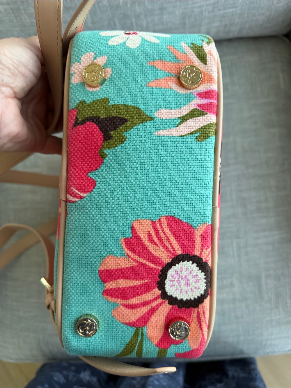Spartina 449 Chloe Backpack Floral Linen Structured Coastal Beachy - Picture 6 of 11